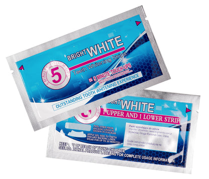 Paski wybielające BRIGHT WHITE 5 MINUTE TOUCH UPS - 28 szt +Węgiel aktywny proszek do wybielanie zębów DAZZLING WHITE